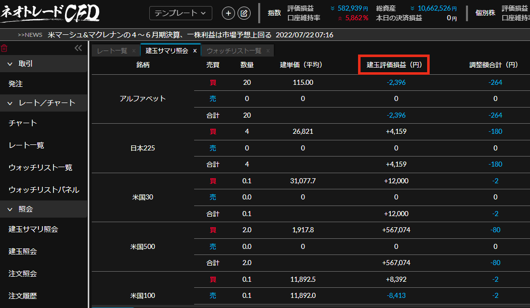 建玉サマリ照会画面イメージ