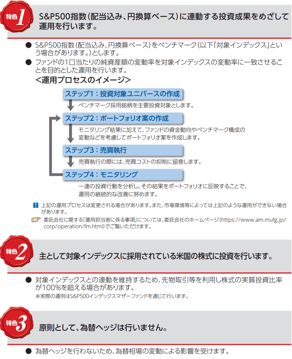 eMAXIS Slim米国株式（S&P 500）の特色