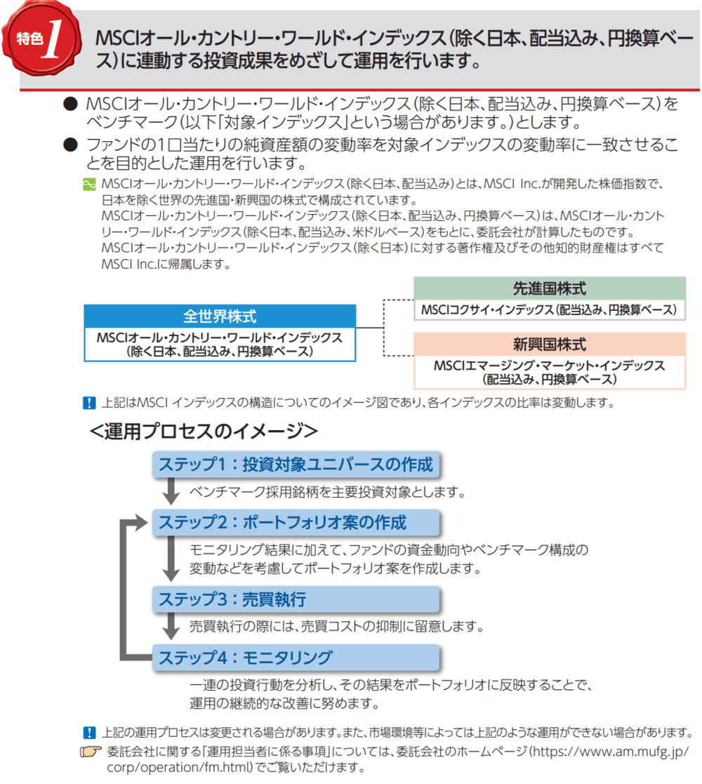 eMAXIS Slim全世界株式（除く日本）の特色