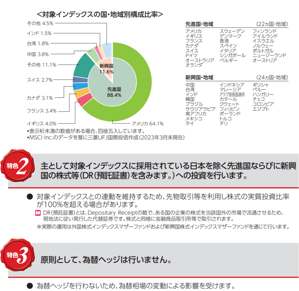 eMAXIS Slim全世界株式（除く日本）の特色