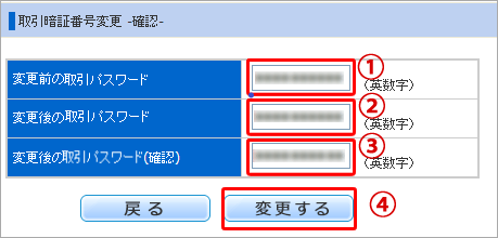 取引パスワードの入力箇所