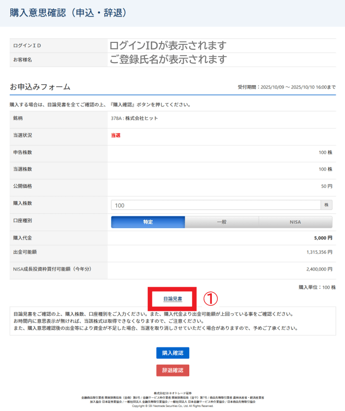 目論見書確認