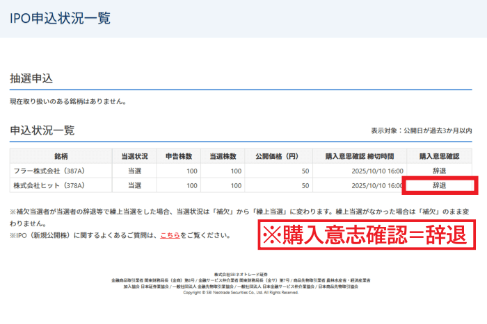 購入確認(申込・辞退)