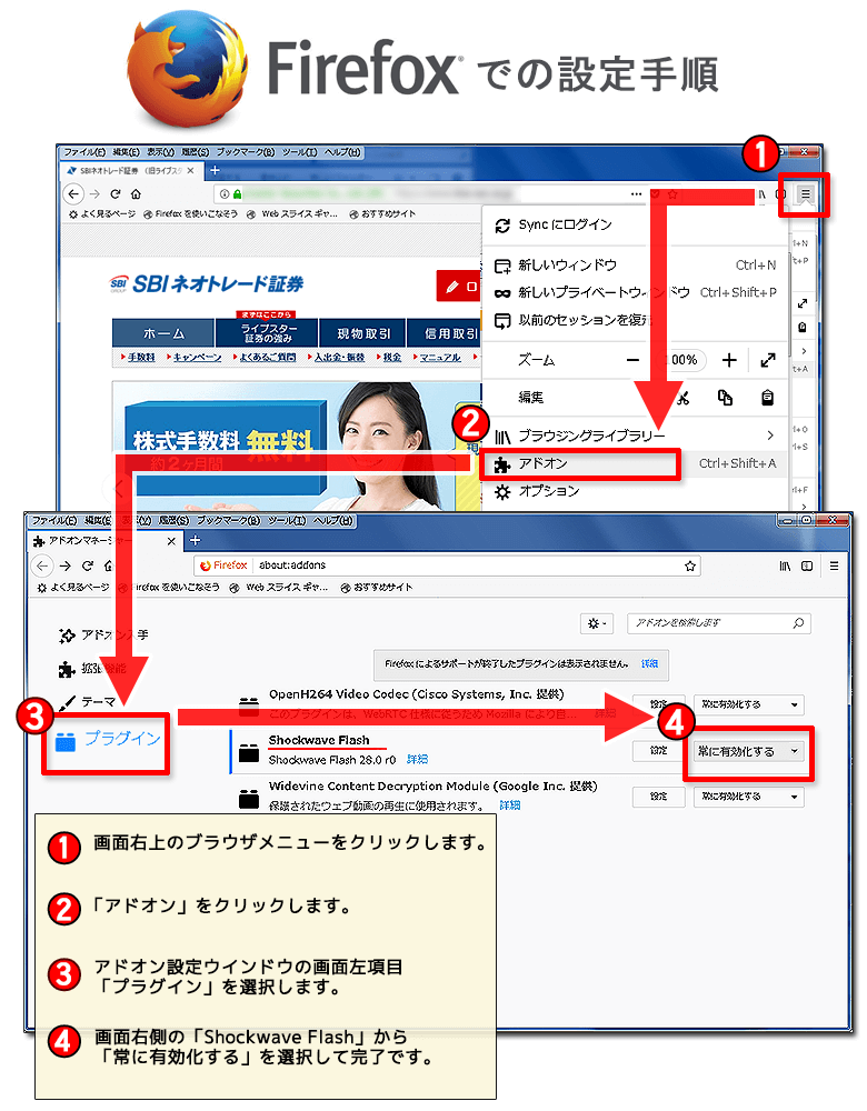 クリック し て adobe flash player を 有効 に する