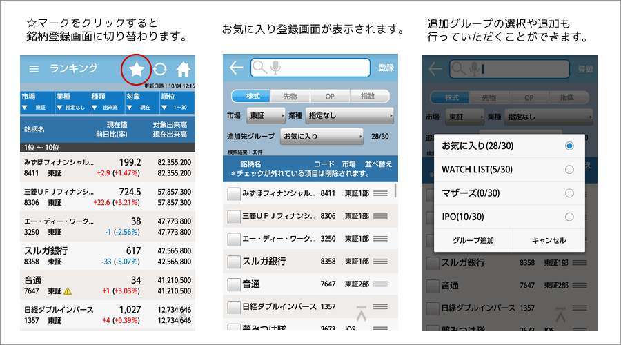 S2ランキングからのお気に入り登録