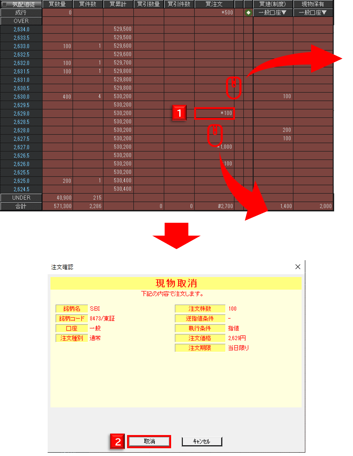 発注板ALL取消注文